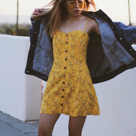 urban outfitters yellow floral dress